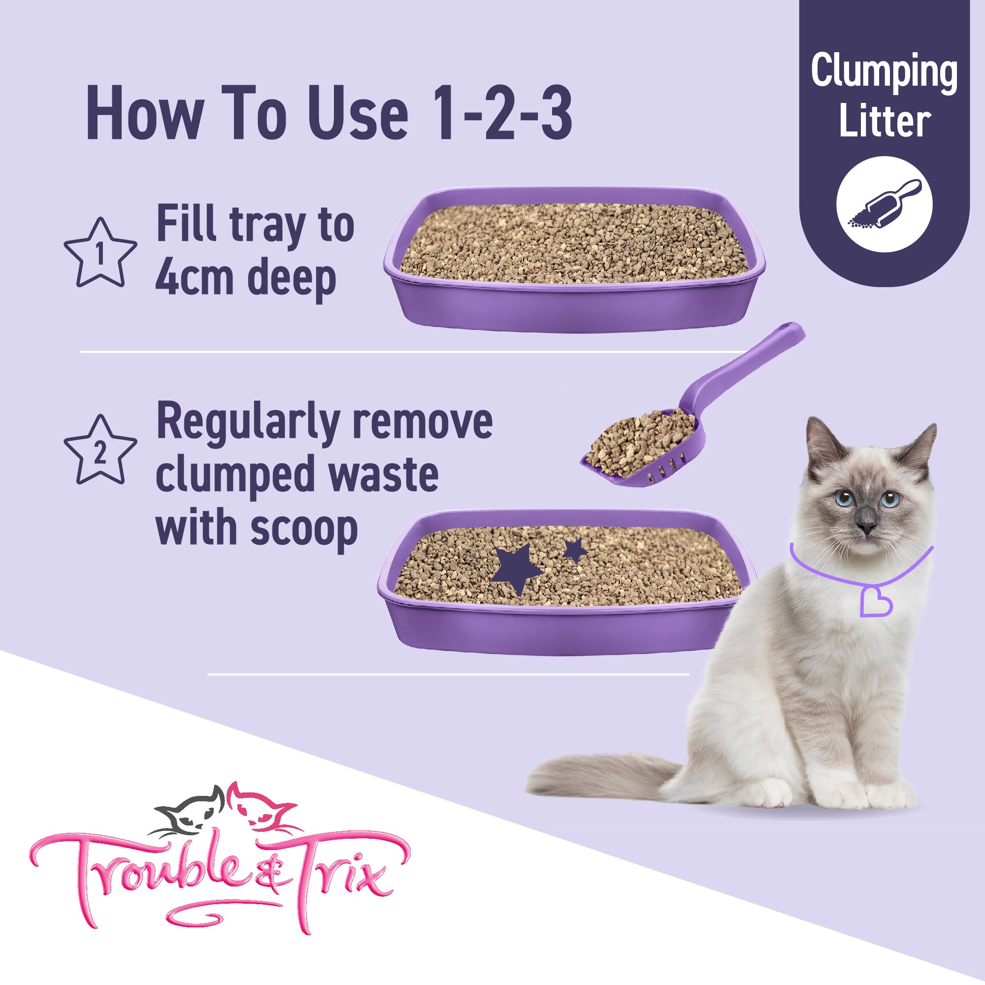 Trouble and Trix Odour Neutralising Clumping Cat Litter With Baking Soda