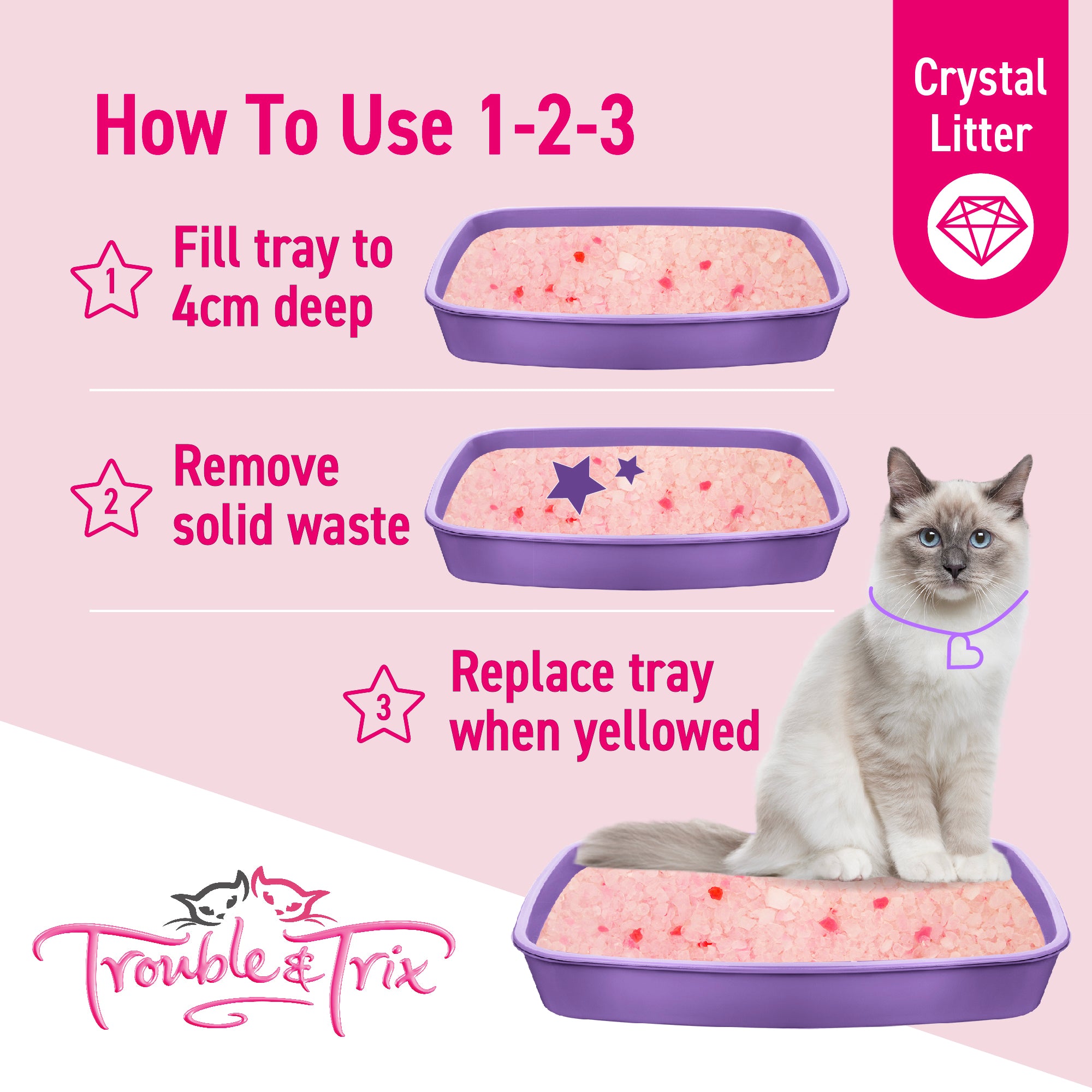 Trouble & Trix Odour Neutralising Crystal Cat Litter Lavender Scent