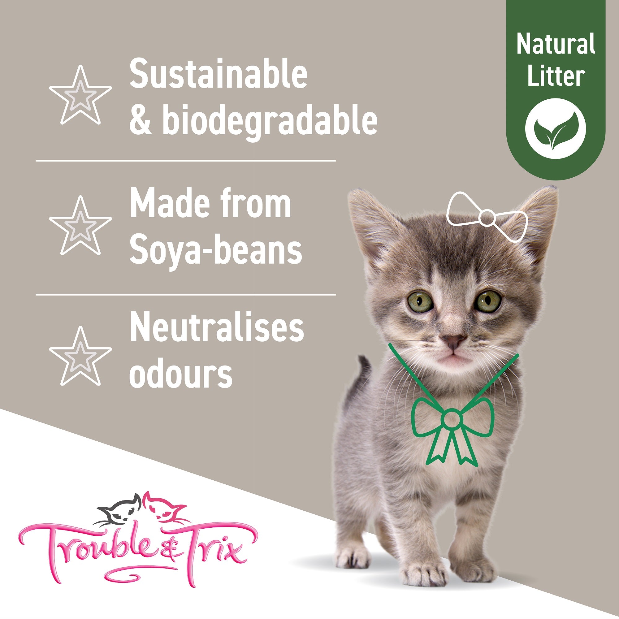 Trouble & Trix Plant Extract Natural Clumping Cat Litter Scent Free