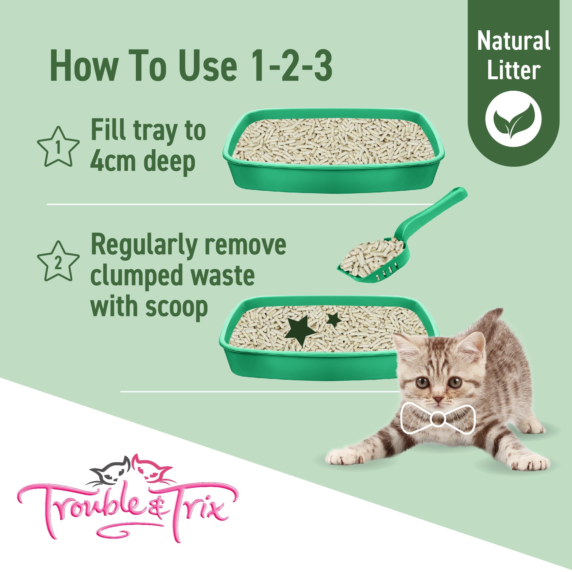 Trouble & Trix Plant Extract Natural Clumping Cat Litter Scent Free