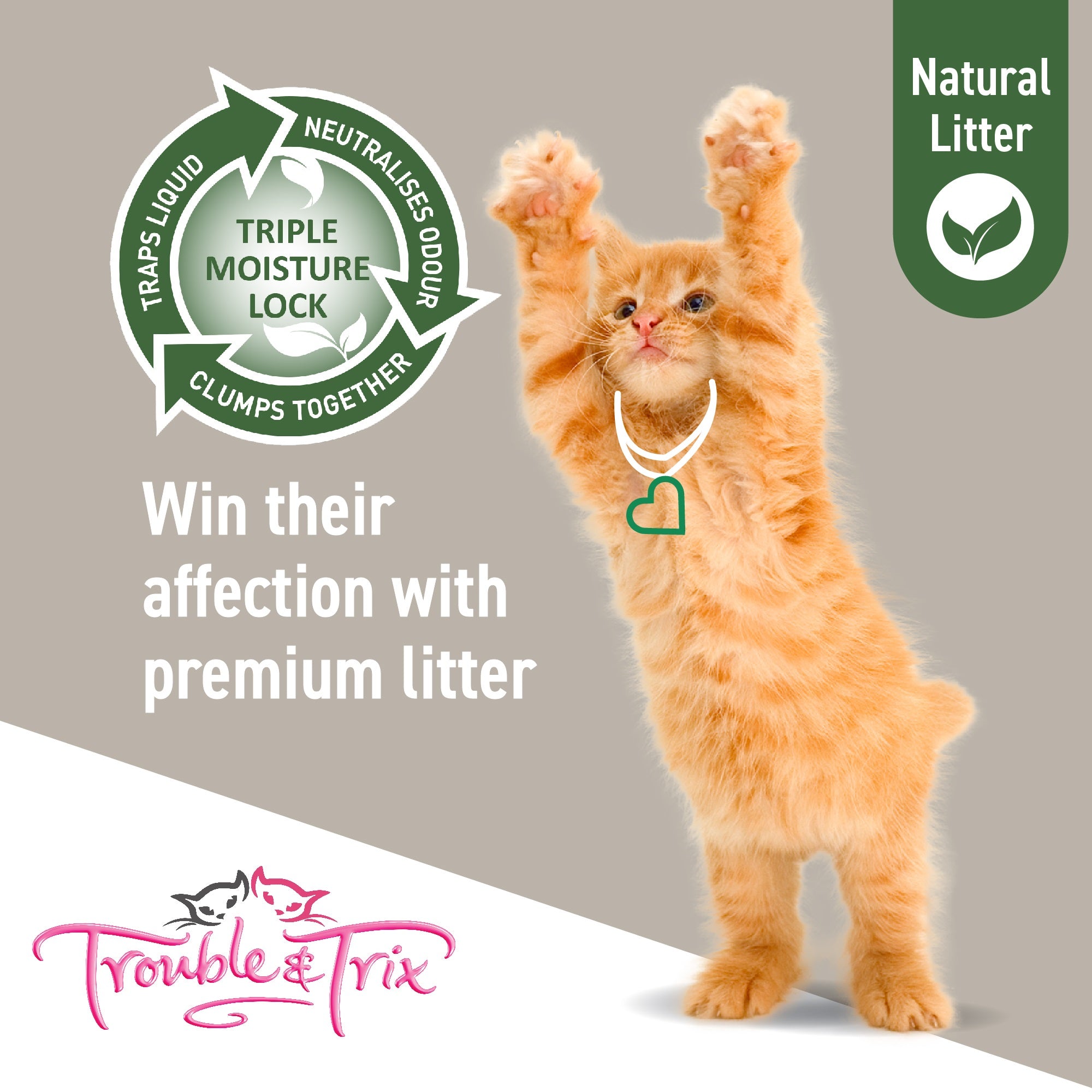 Trouble & Trix Plant Extract Natural Clumping Cat Litter Scent Free