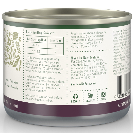 ZEALANDIA Premium Wet Cat Food Wallaby Pate