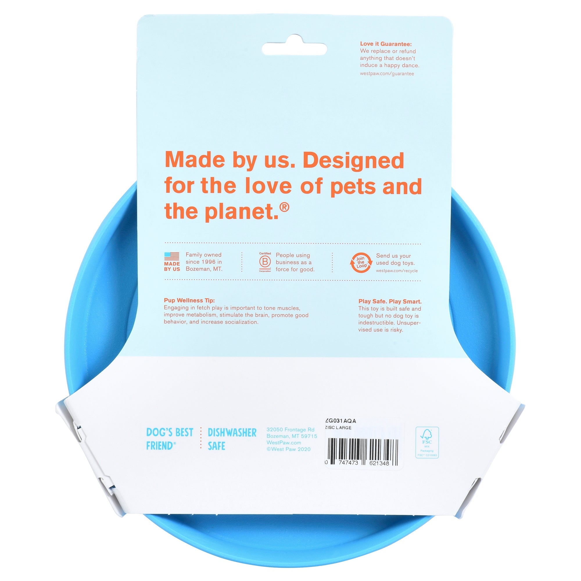 West Paw Zisc Flying Disc Fetch Dog Toy - Large by PeekAPaw