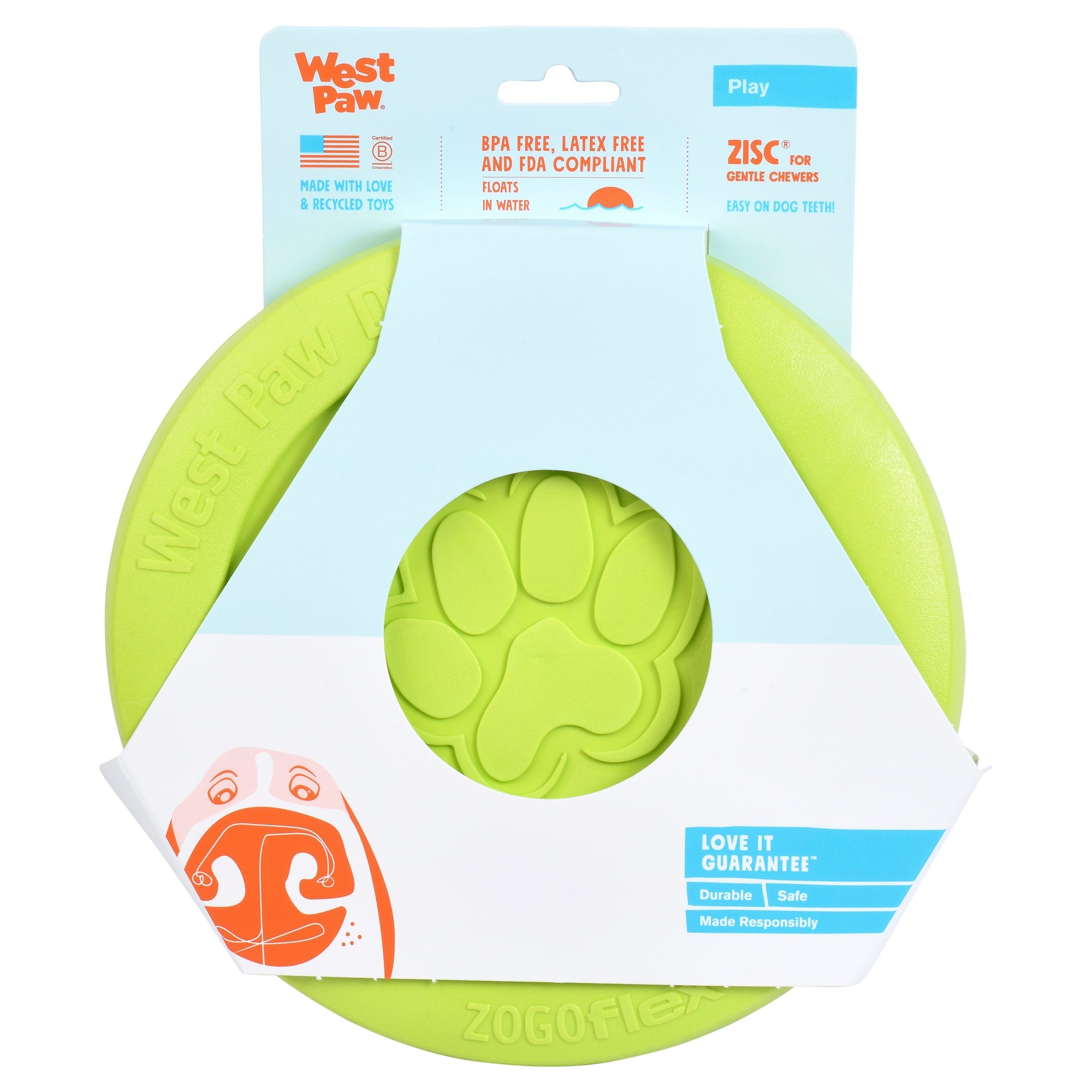 West Paw Zisc Flying Disc Fetch Dog Toy - Large by PeekAPaw