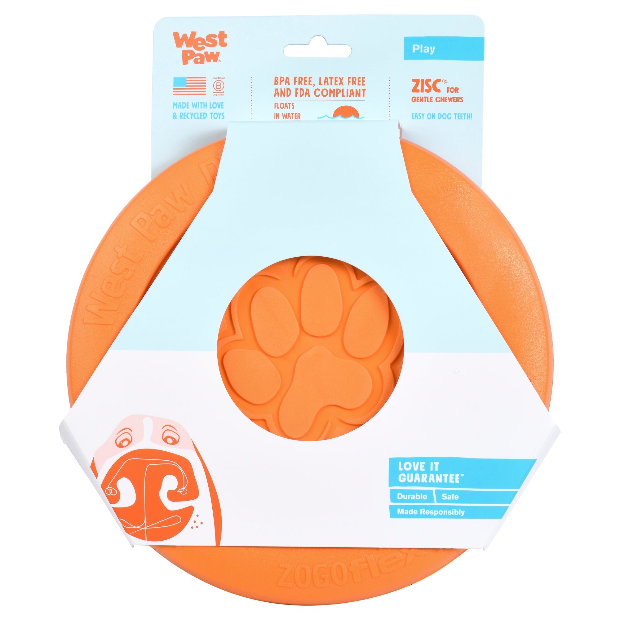 West Paw Zisc Flying Disc Fetch Dog Toy - Large by PeekAPaw
