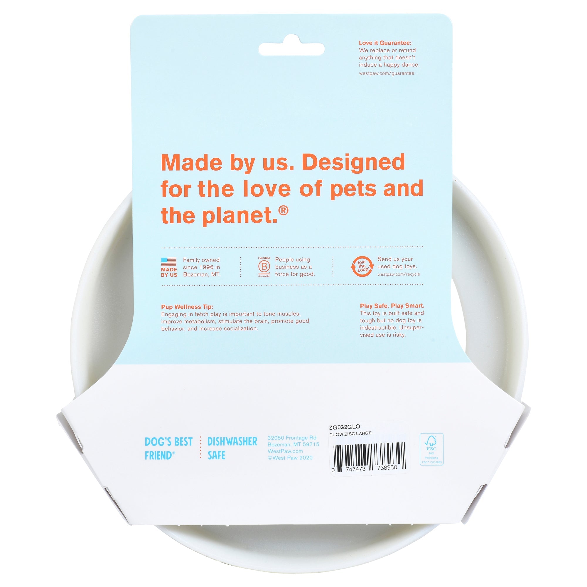 West Paw Zisc Flying Disc Fetch Dog Toy - Large by PeekAPaw