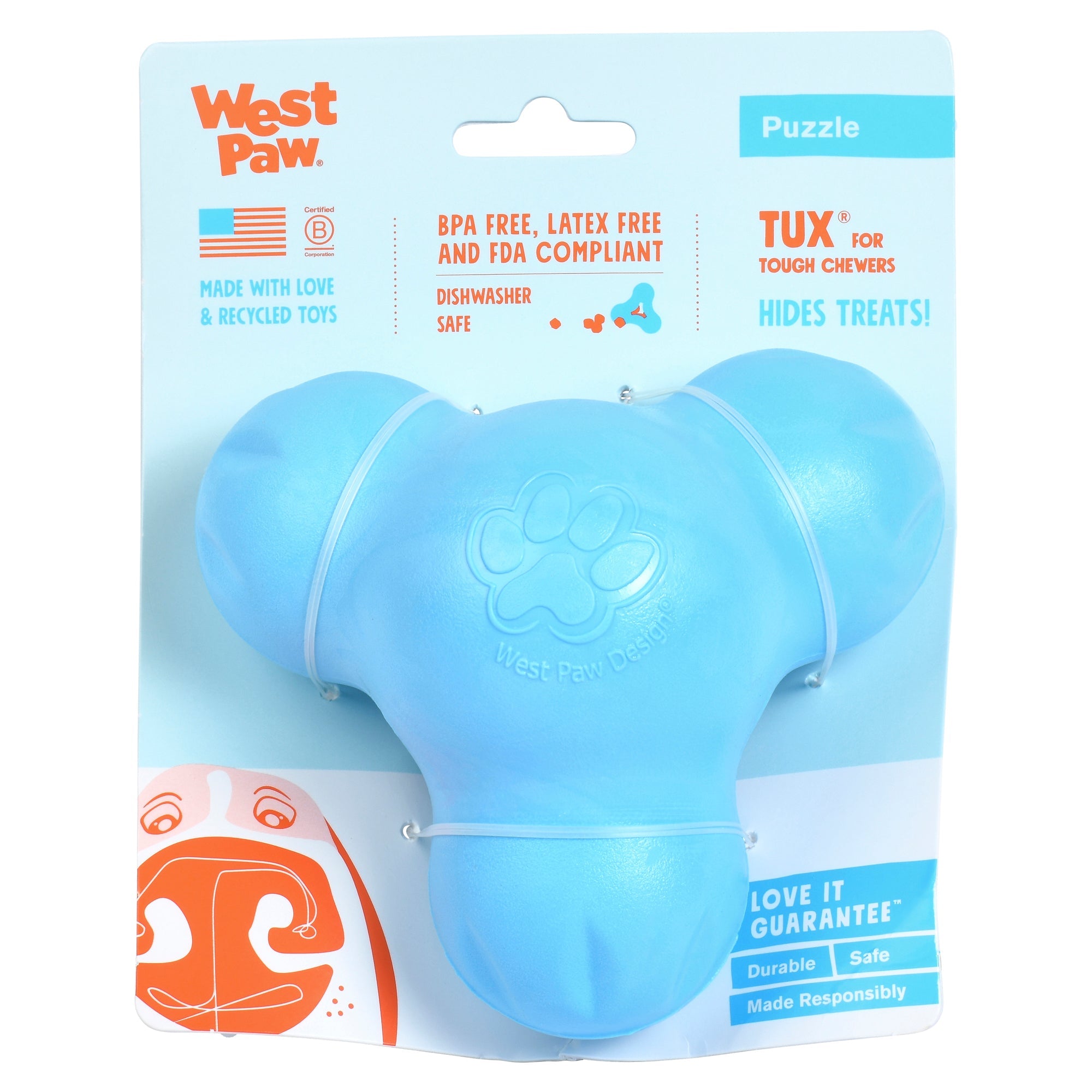 West Paw Tux Treat Dispenser for Tough Dogs - Large by PeekAPaw