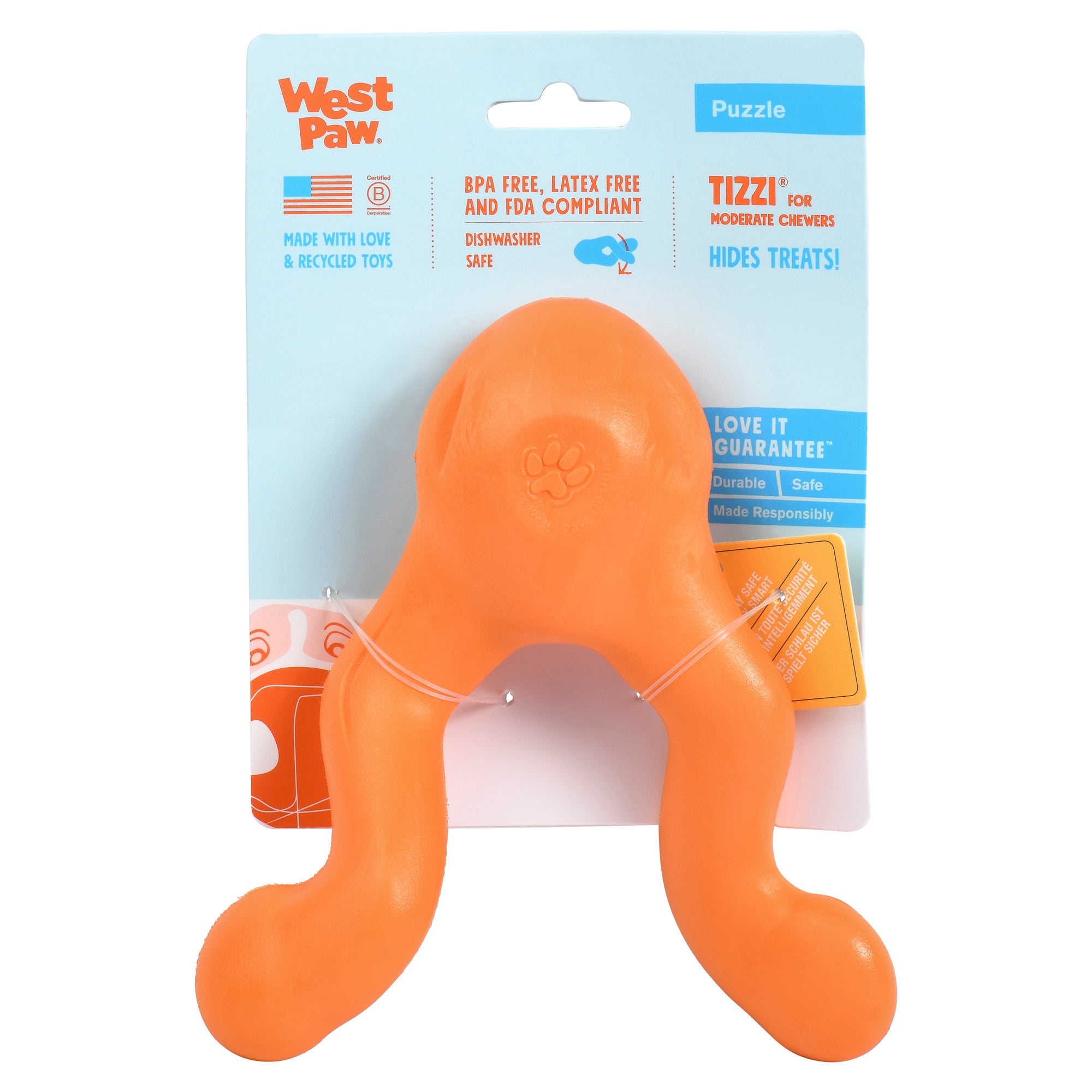 West Paw Tizzi Treat & Tug Toy for Tough Dogs - Large by PeekAPaw