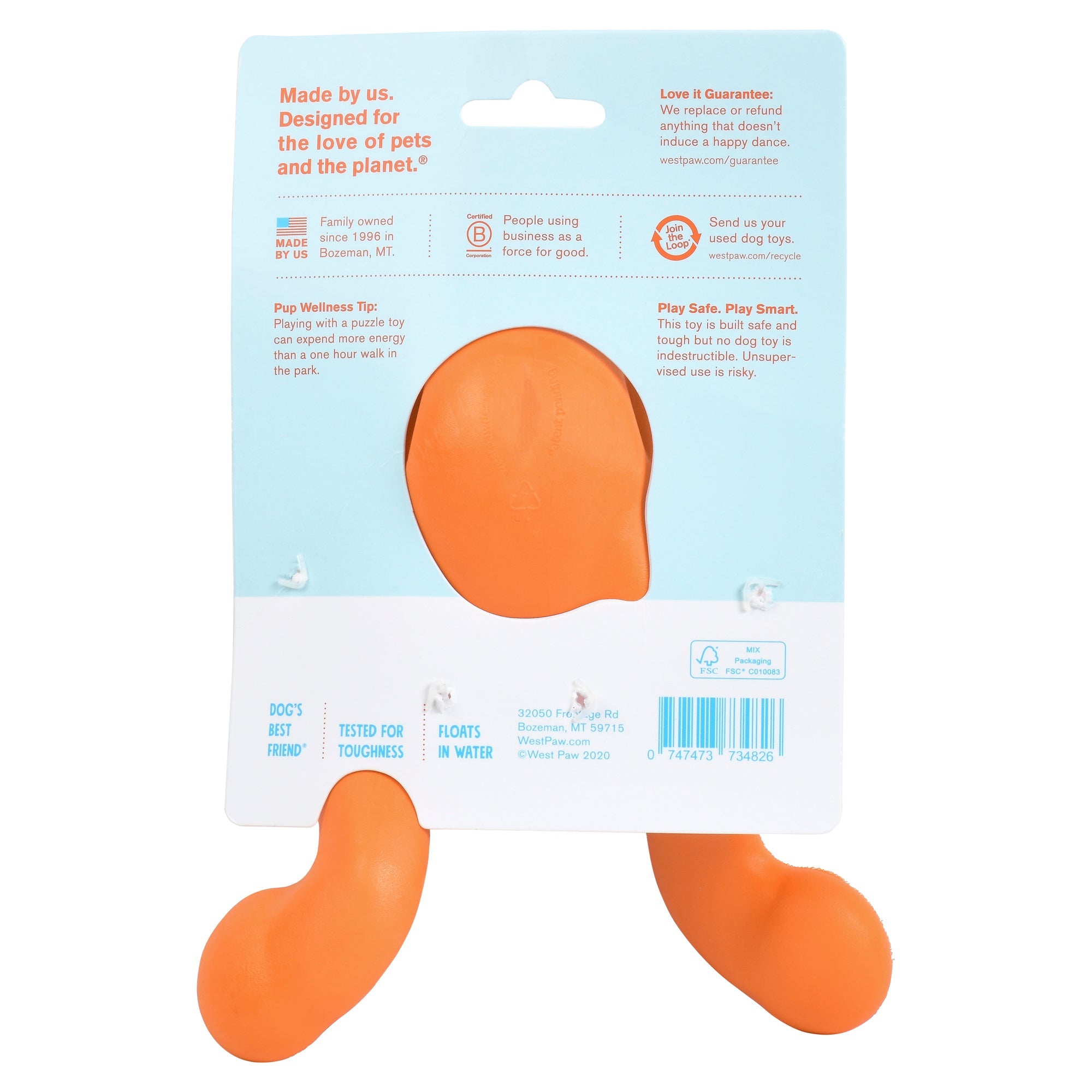 West Paw Tizzi Treat & Tug Toy for Tough Dogs - Large by PeekAPaw