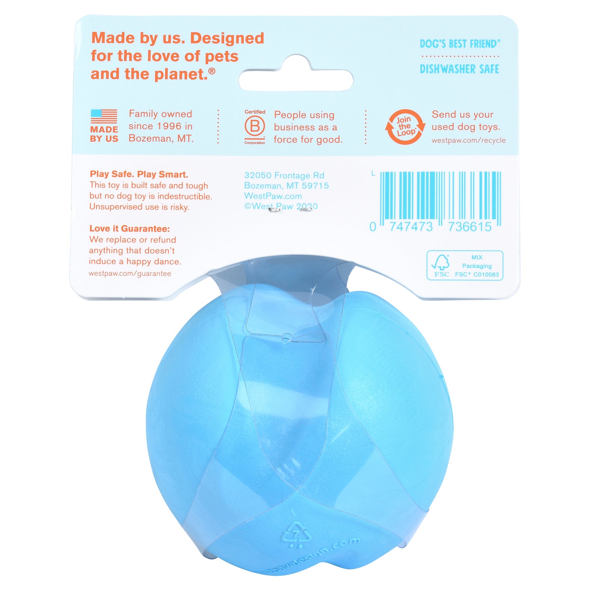 West Paw Jive Zogoflex Fetch Ball Tough Dog Toy - Large by PeekAPaw