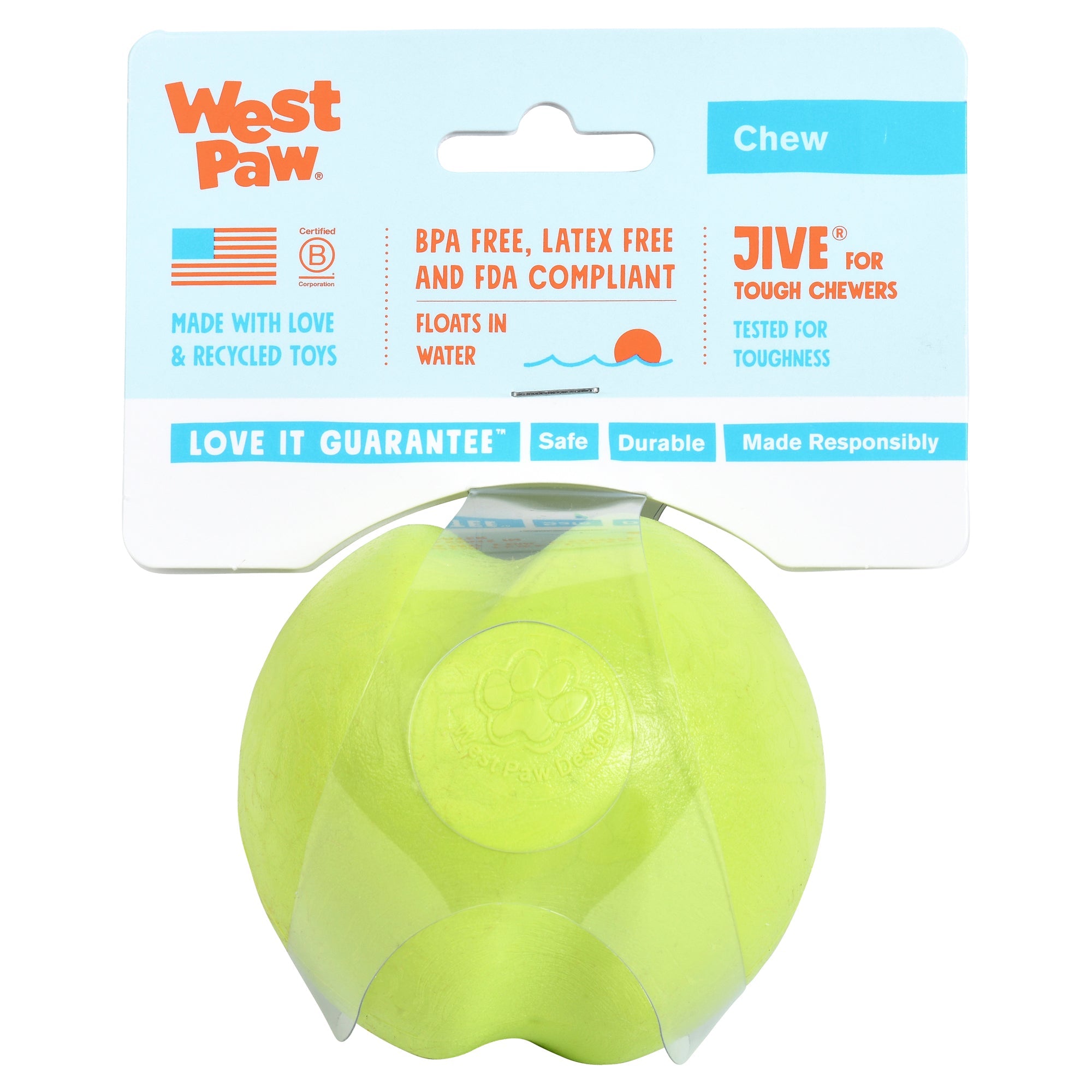 West Paw Jive Zogoflex Fetch Ball Tough Dog Toy - Large by PeekAPaw