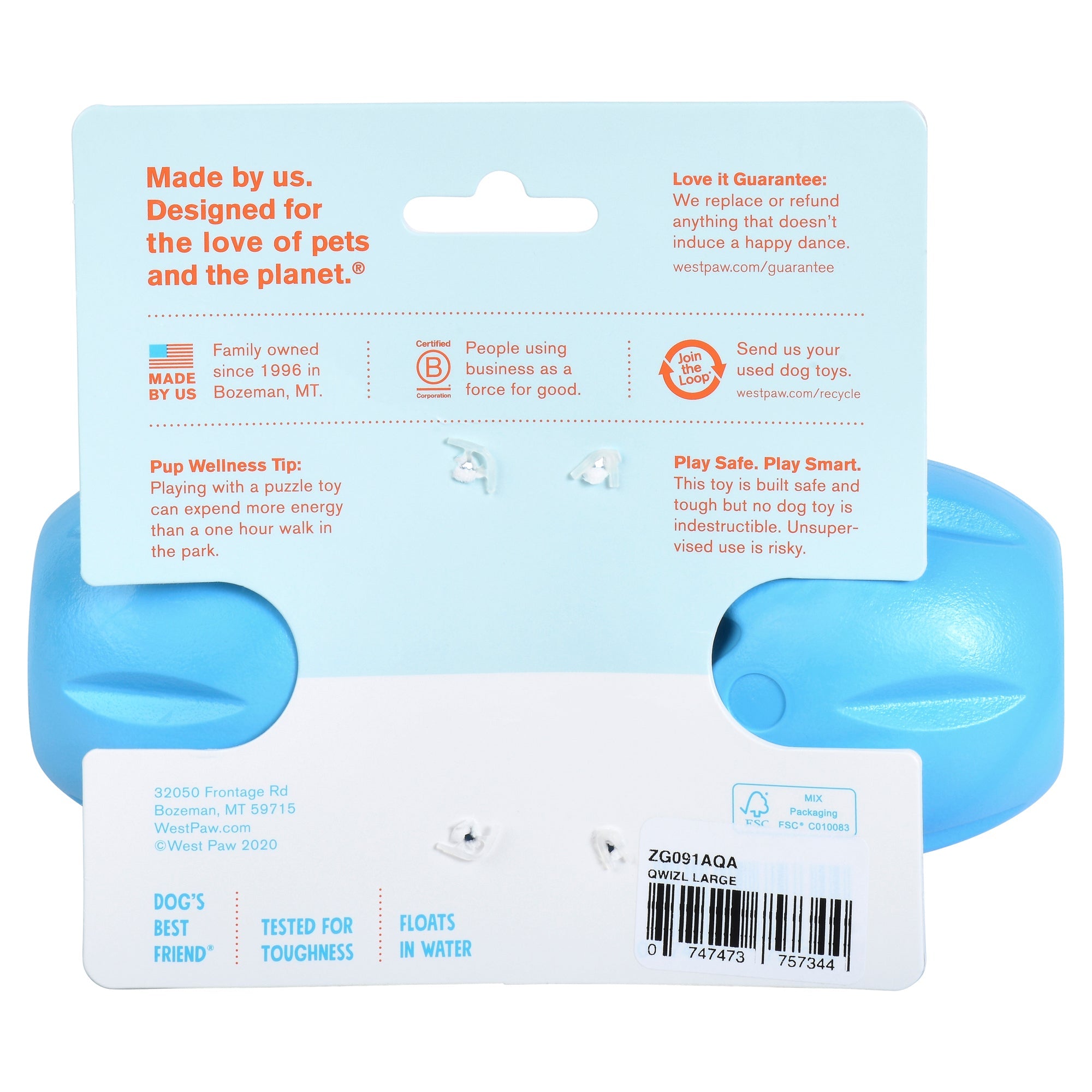 West Paw Qwizl Treat Dispensing Dog Toy - Large by PeekAPaw