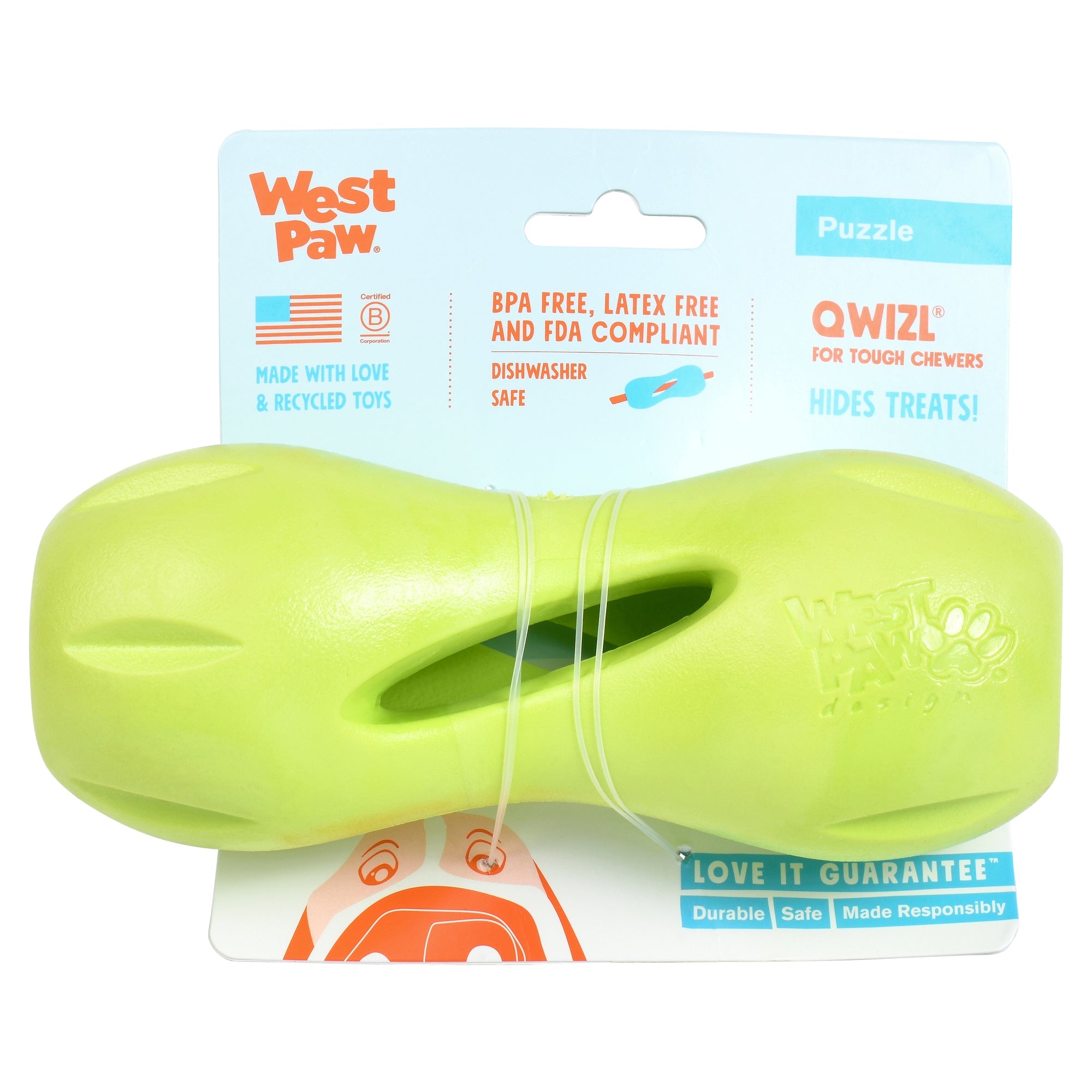 West Paw Qwizl Treat Dispensing Dog Toy - Large by PeekAPaw