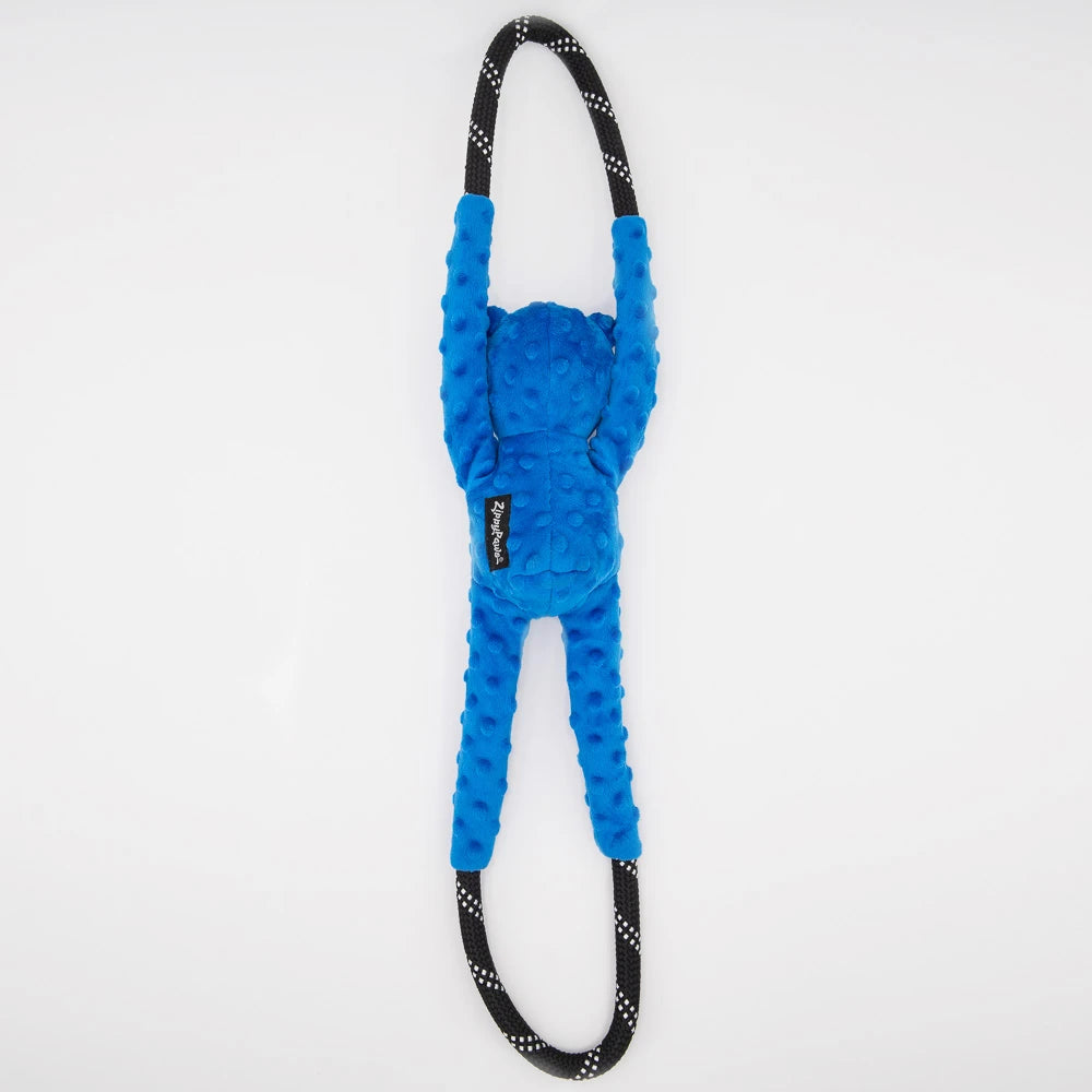 Zippy Paws RopeTugz blue Hanukkah bear rope dog toy seen from the reverse