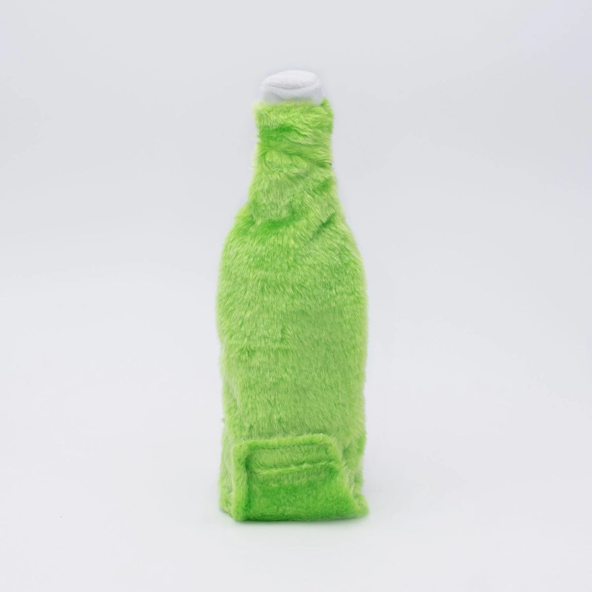 Zippy Paws Happy Hour Crusherz plush Green Beer bottle dog toy, plain reverse side