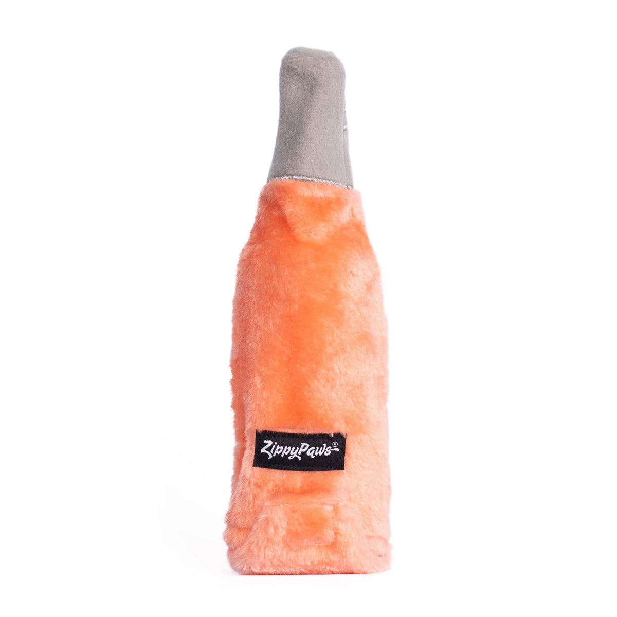 Zippy Paws Happy Hour Crusherz plush rose wine bottle dog toy, plain reverse side