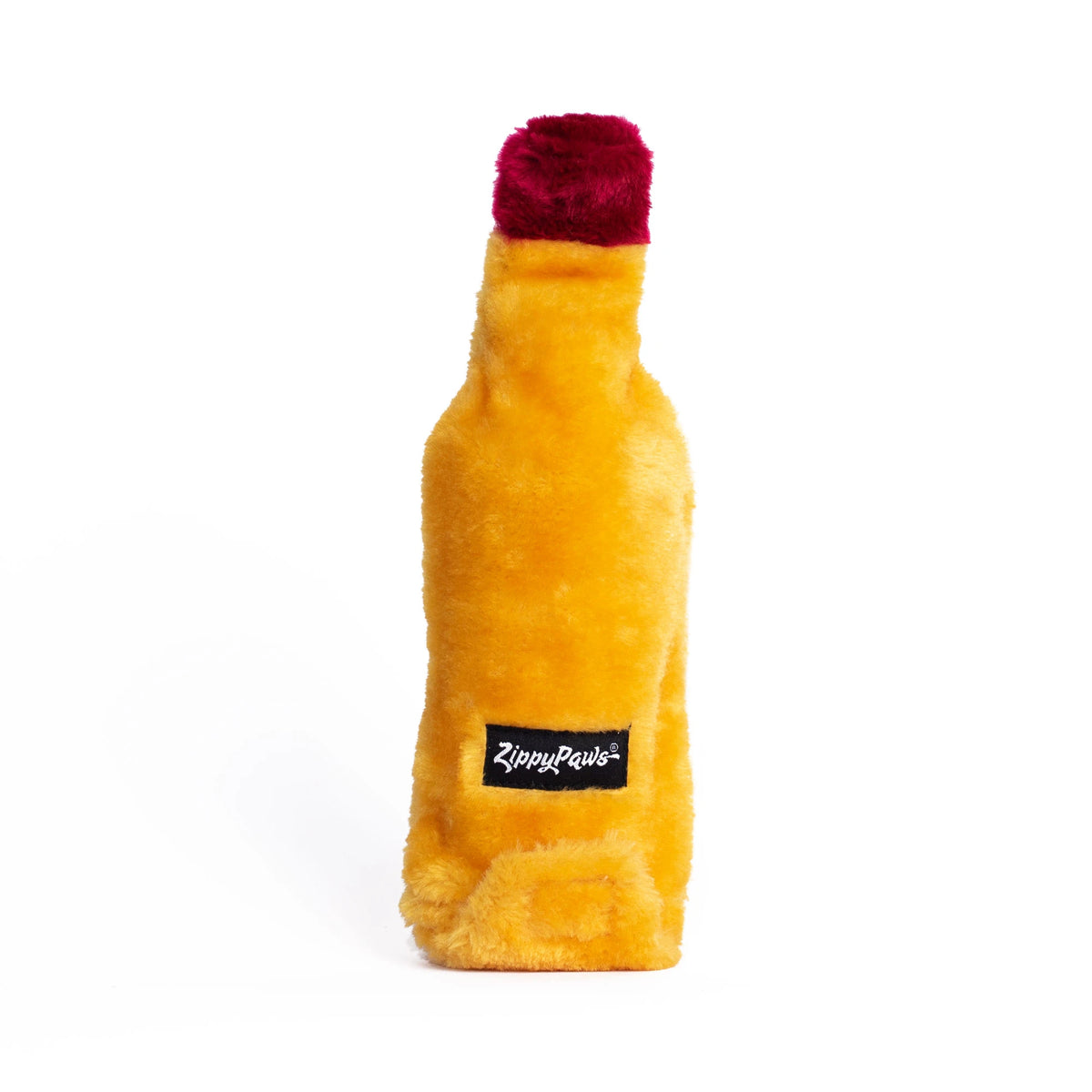 Zippy Paws Happy Hour Crusherz plush tequila bottle dog toy, plain reverse side