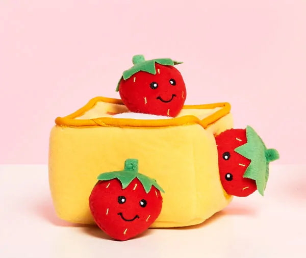 Zippy Paws Dog Toys Plush Burrow - Strawberry Waffles 02