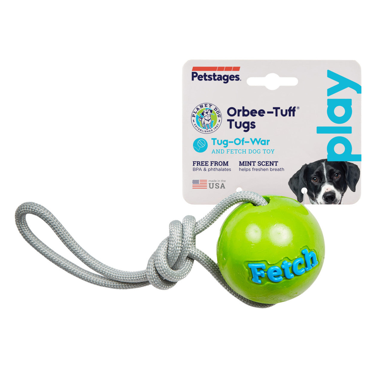 Planet Dog Orbee-Tuff Fetch Ball With Rope Dog Toy