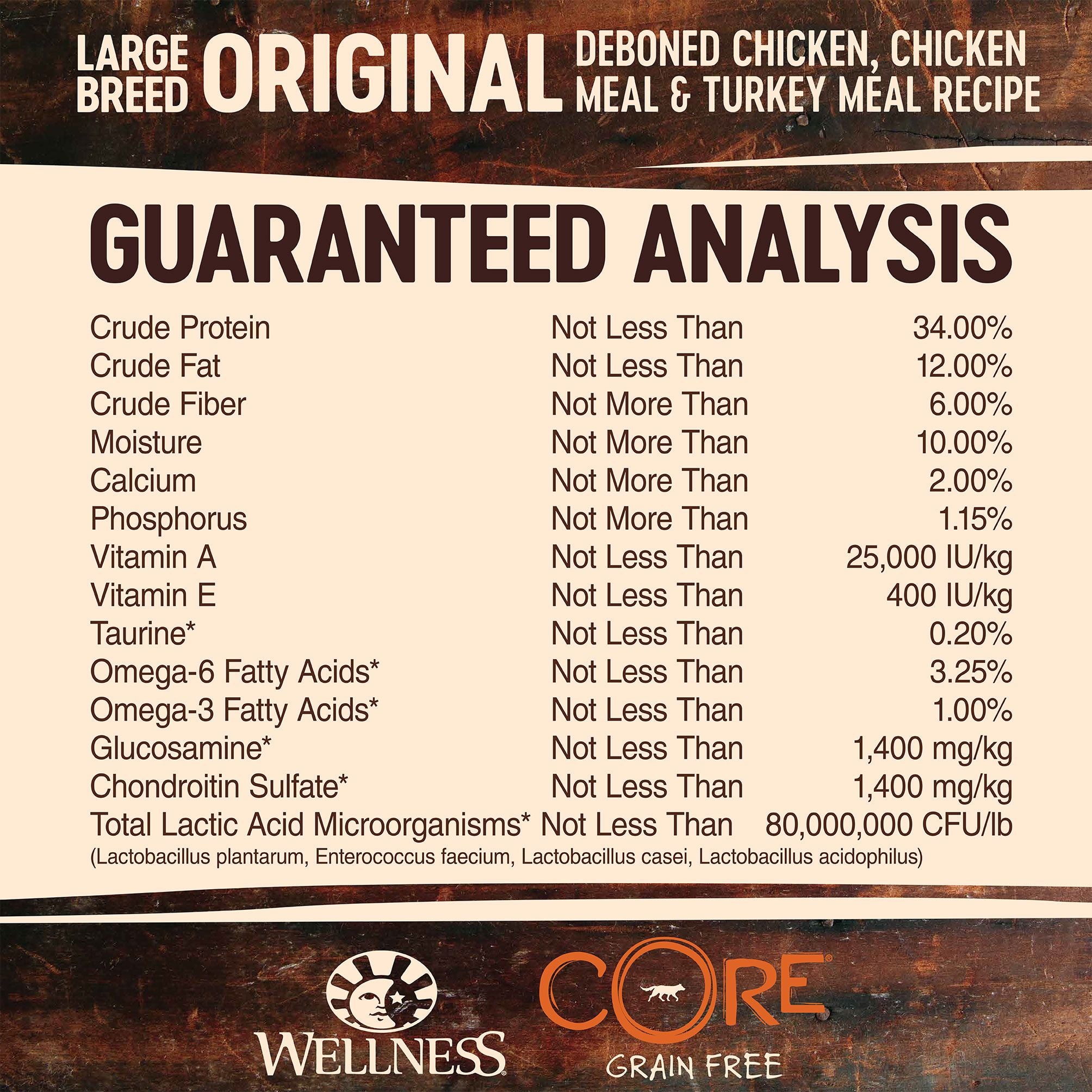 Wellness Core Dry Dog Food Grain Free Large Breed Original: Chicken & Turkey