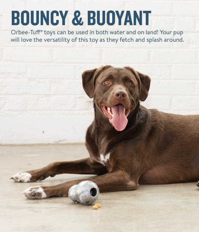 Planet Dog Orbee-Tuff Diamond Plate Double Tuff Treat-Dispensing Dog Toy Grey