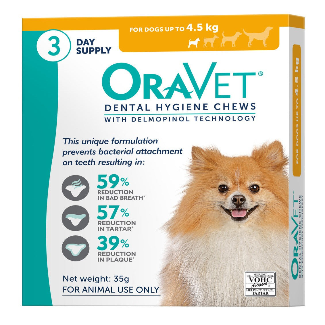 OraVet Dental Hygiene Chews for Extra Small Dogs up to 4.5kg 3 Chews