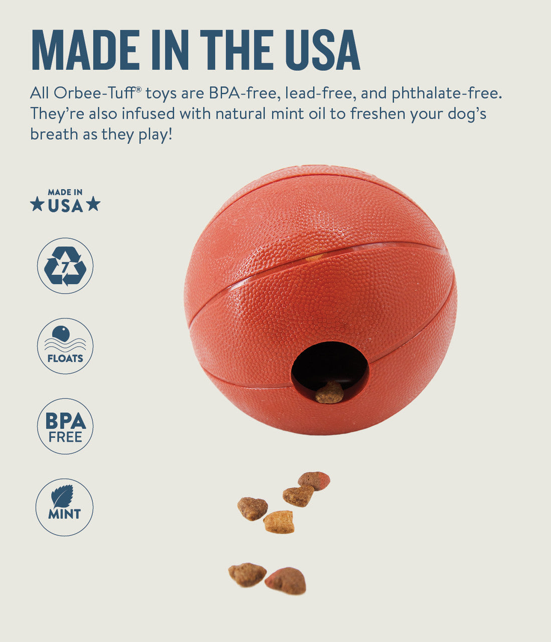 Planet Dog Orbee-Tuff Basketball Treat-Dispensing Dog Chew Toy