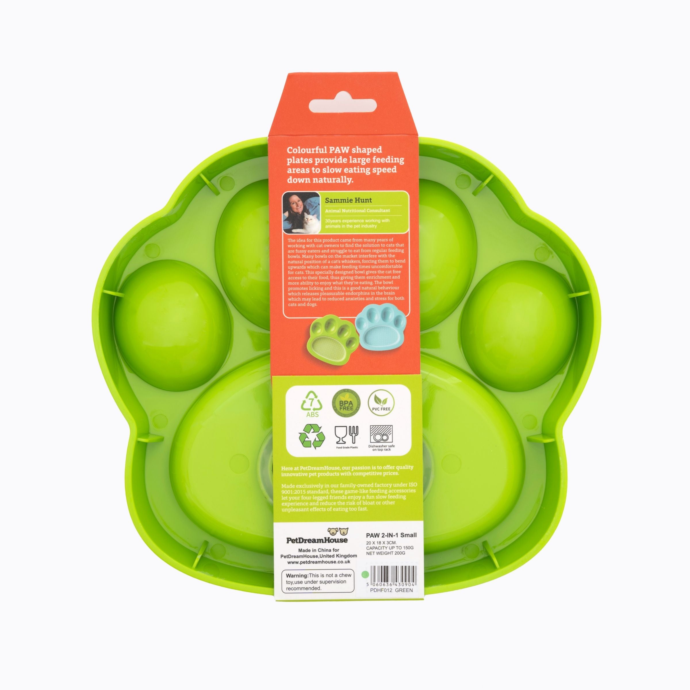 Pet DreamHouse PAW 2-in-1 Slow Mini Slow Feeder & Lick Pad