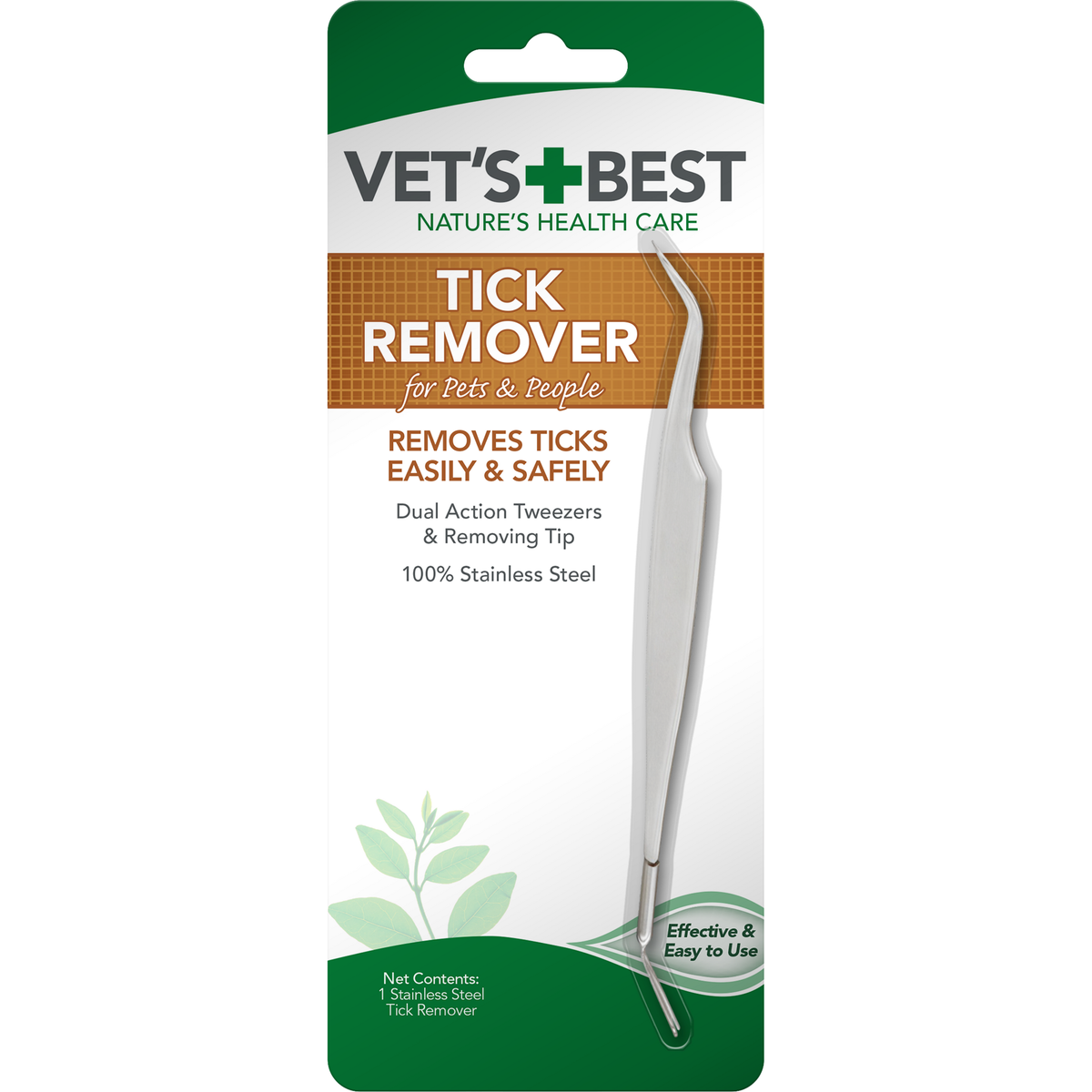 Vet's Best Stainless Steel Tick Remover tweezers, front of pack