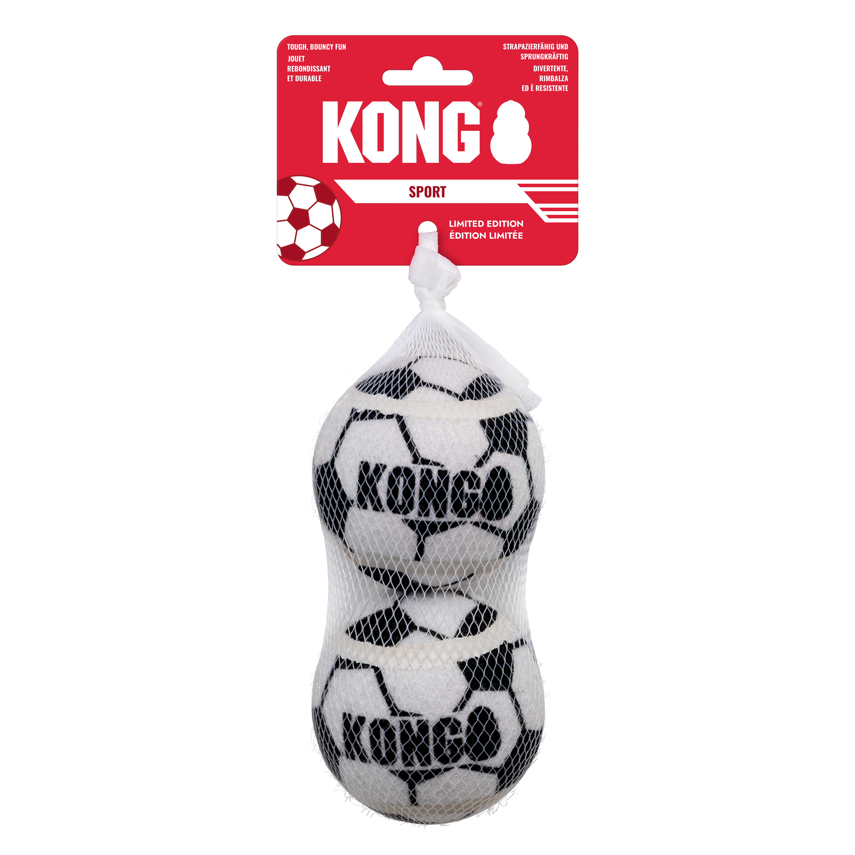 KONG Dog Toys Sportsoccer Balls Assorted in its retail pack