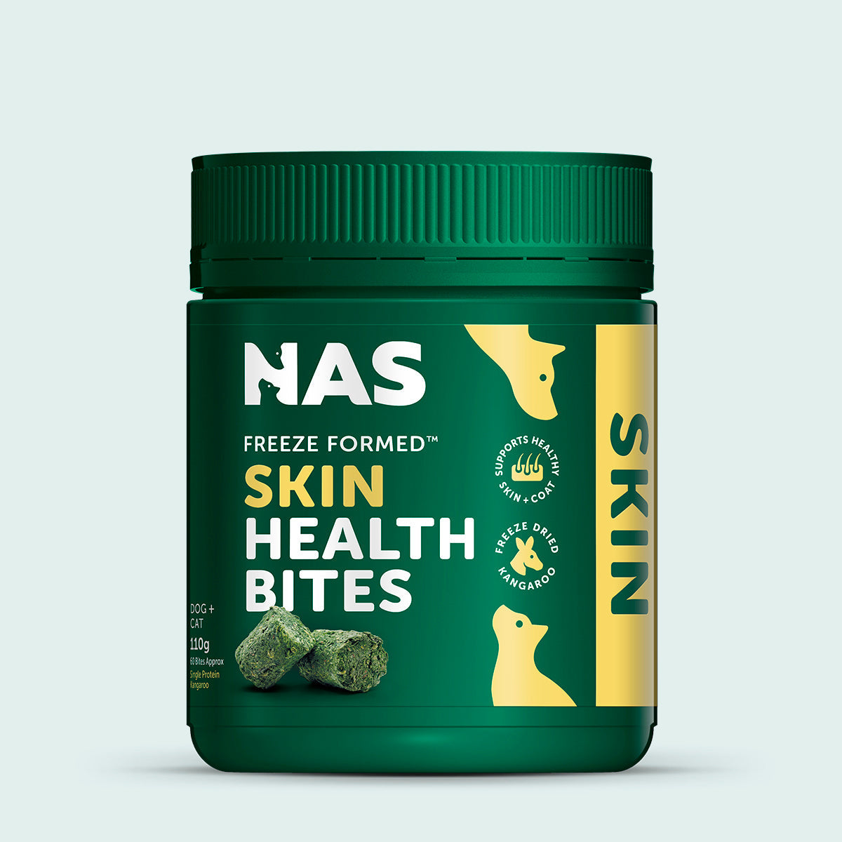Natural Animal Solutions Freeze Formed Skin & Coat Health Bites — front of pack, 110g (60 bites)