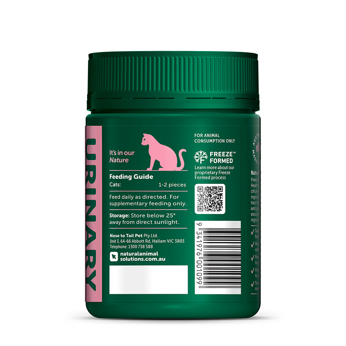 Natural Animal Solutions Freeze Formed Cat Urinary Health Bites — dosage guide, 50g pouch