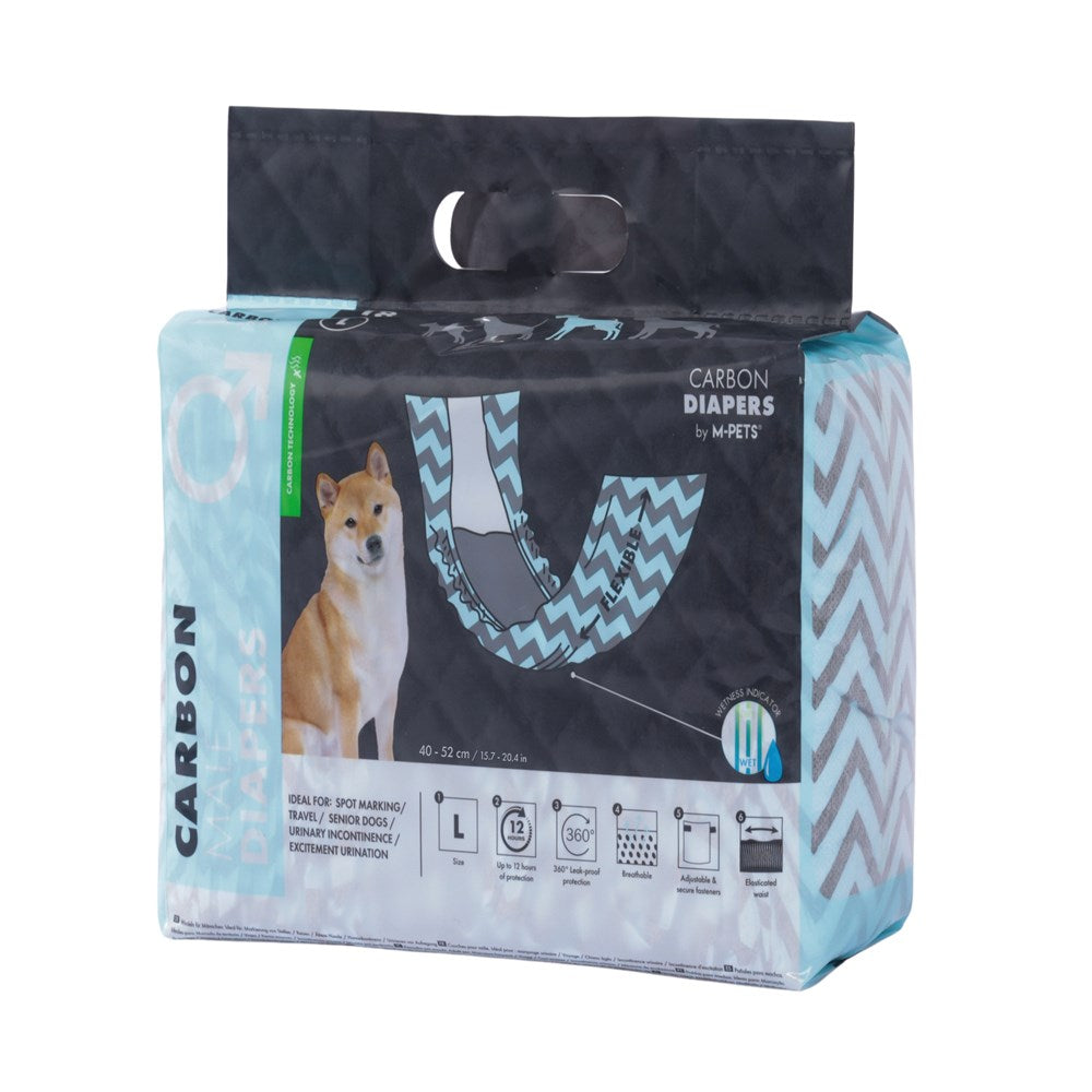 M-Pets CARBON Diapers for Male Dogs 18 Pack