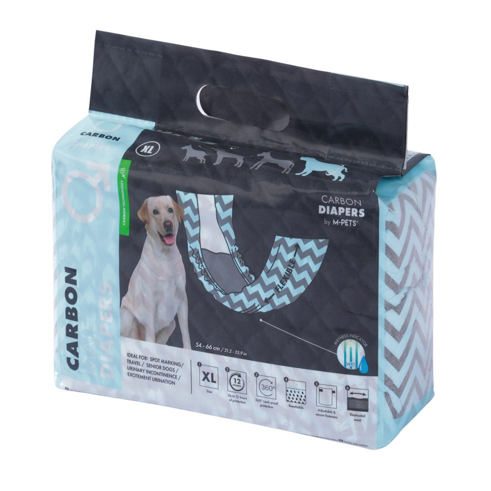 M-Pets CARBON Diapers for Male Dogs 18 Pack