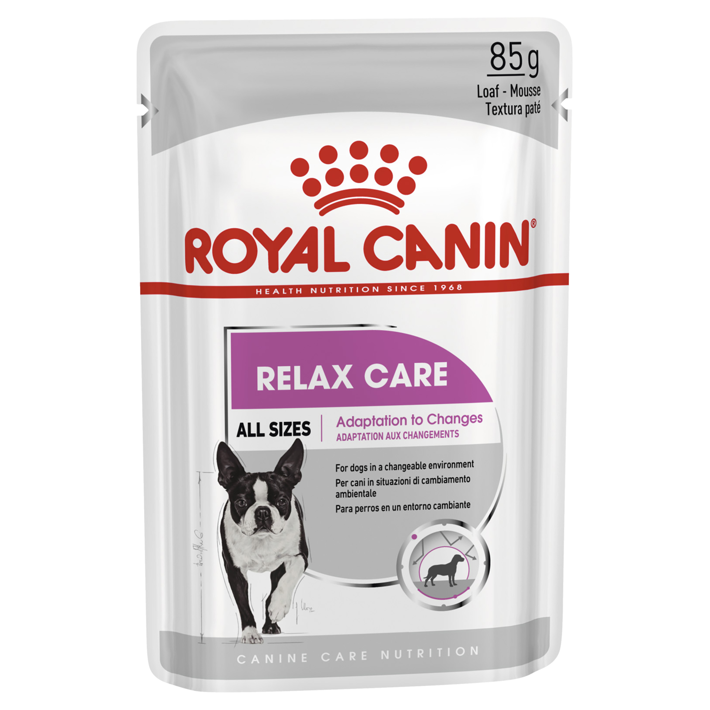 Royal Canin Relax Care Loaf Wet Dog Food front of pack