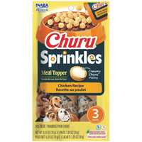 Inaba Churu Sprinkles Meal Topper Chicken Recipe for dogs, front of the 3-sachet pack
