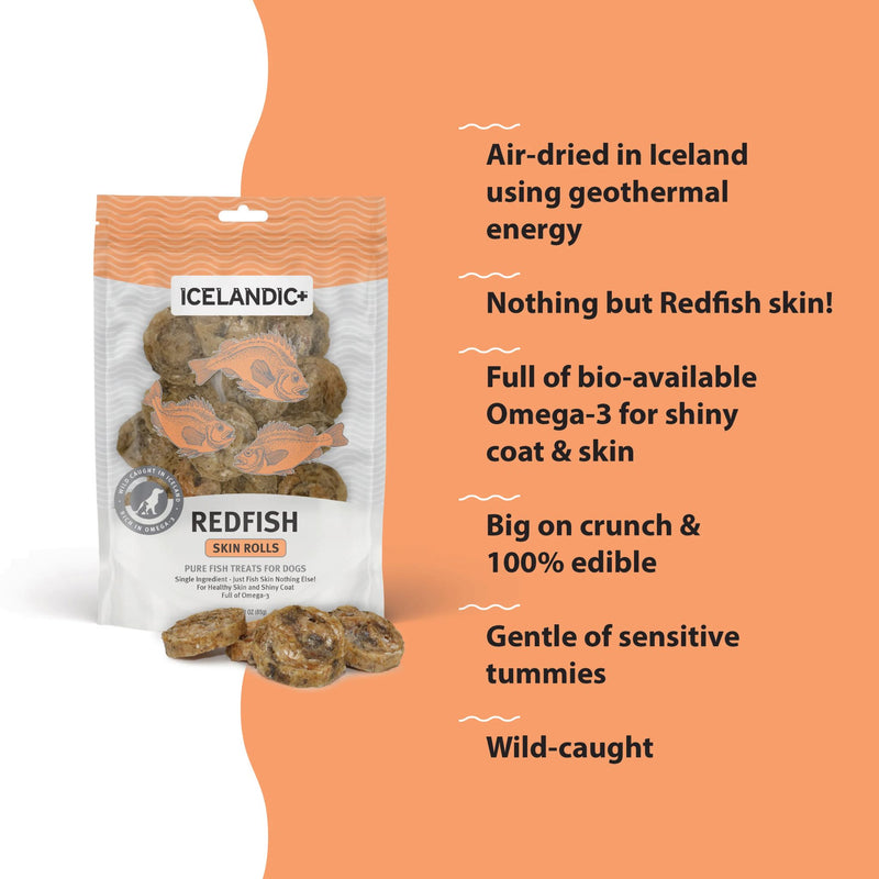 Icelandic+ Dog Treats Redfish Skin Rolls