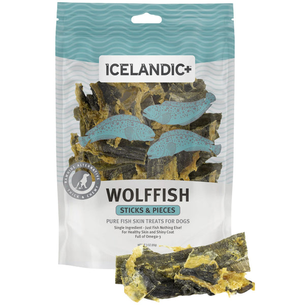 Icelandic+ Dog Treats Wolffish Skin Stick Chews