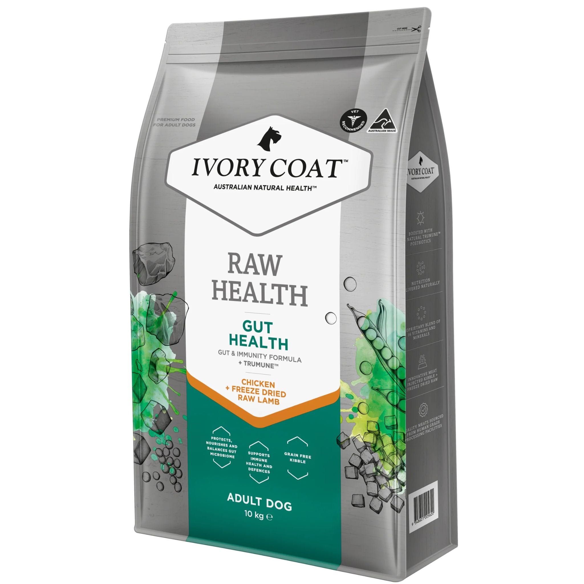 Ivory Coat Raw Health Adult Dry Dog Food Gut Health