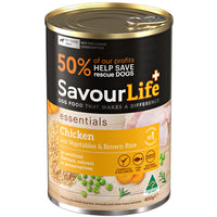 SavourLife Essentials Chicken with veggies and brown rice, Australian meat first, 400g x 12, wet dog food