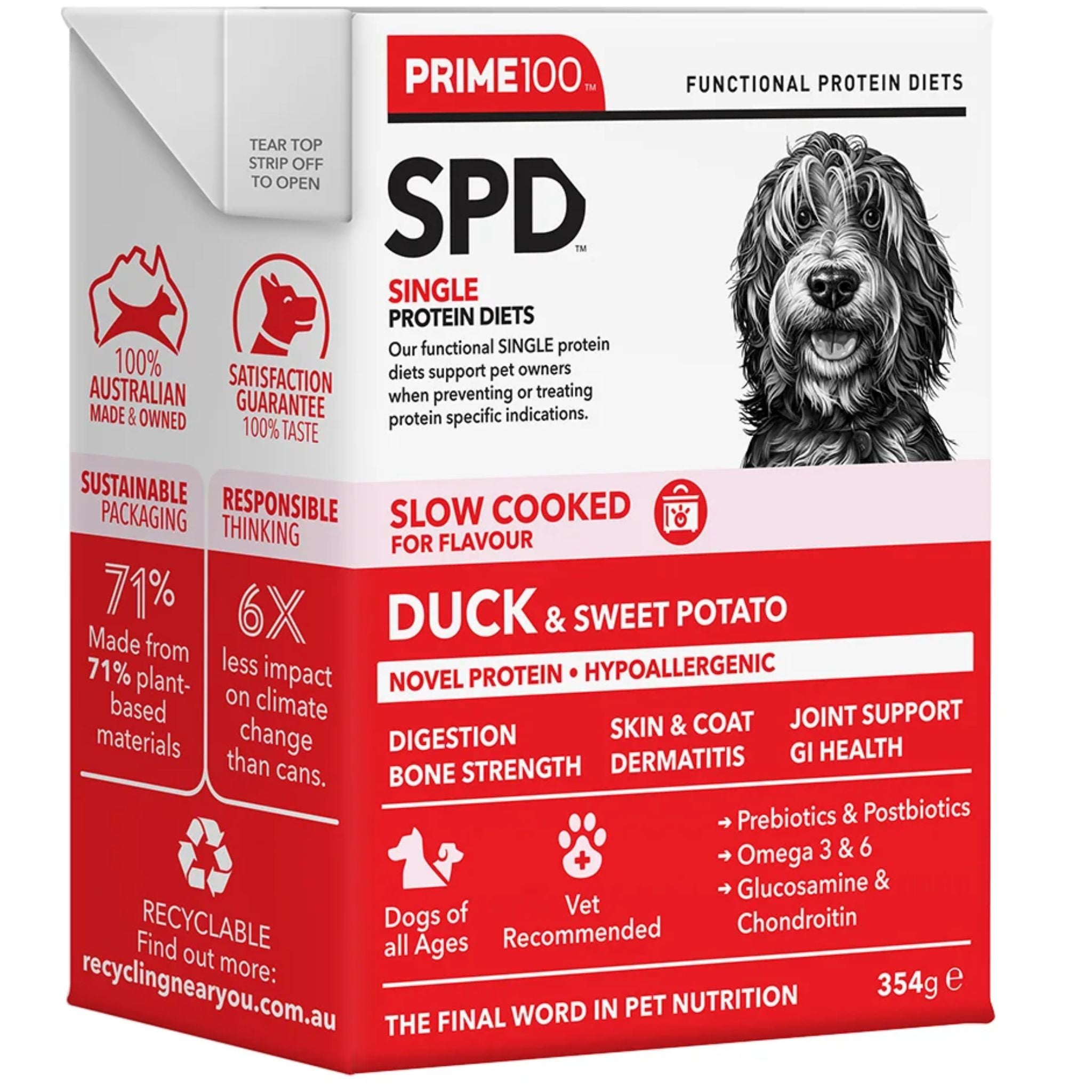 Prime100 SPD Slow Cooked Wet Dog Food Duck & Sweet Potato