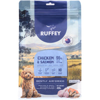Ruffey Air Dried Dog Food Chicken & Salmon - front of the resealable pack