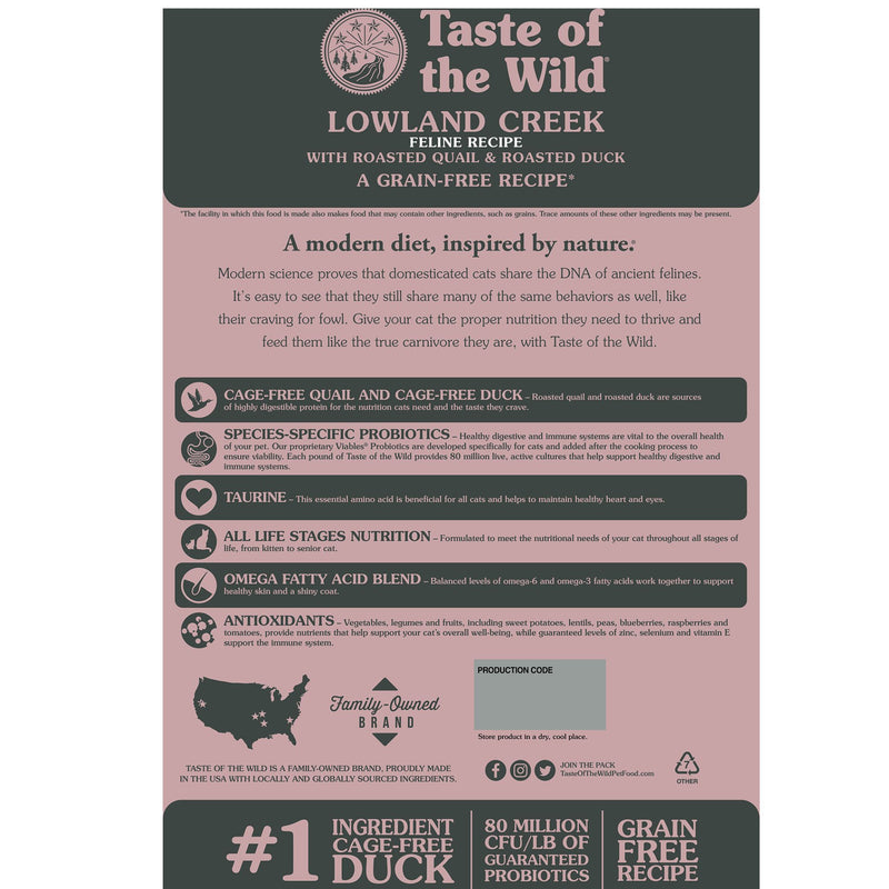 Taste of the Wild Lowland Creek Dry Cat Food back