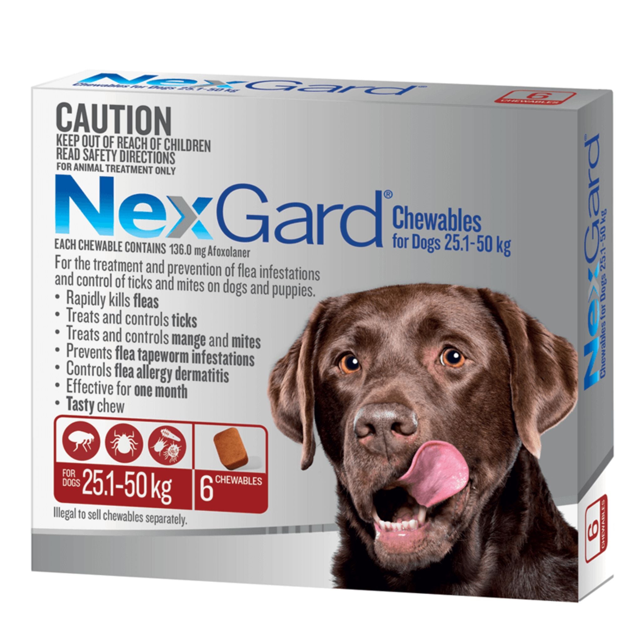 NexGard Chewables For Large Dogs 25.1-50kg Red