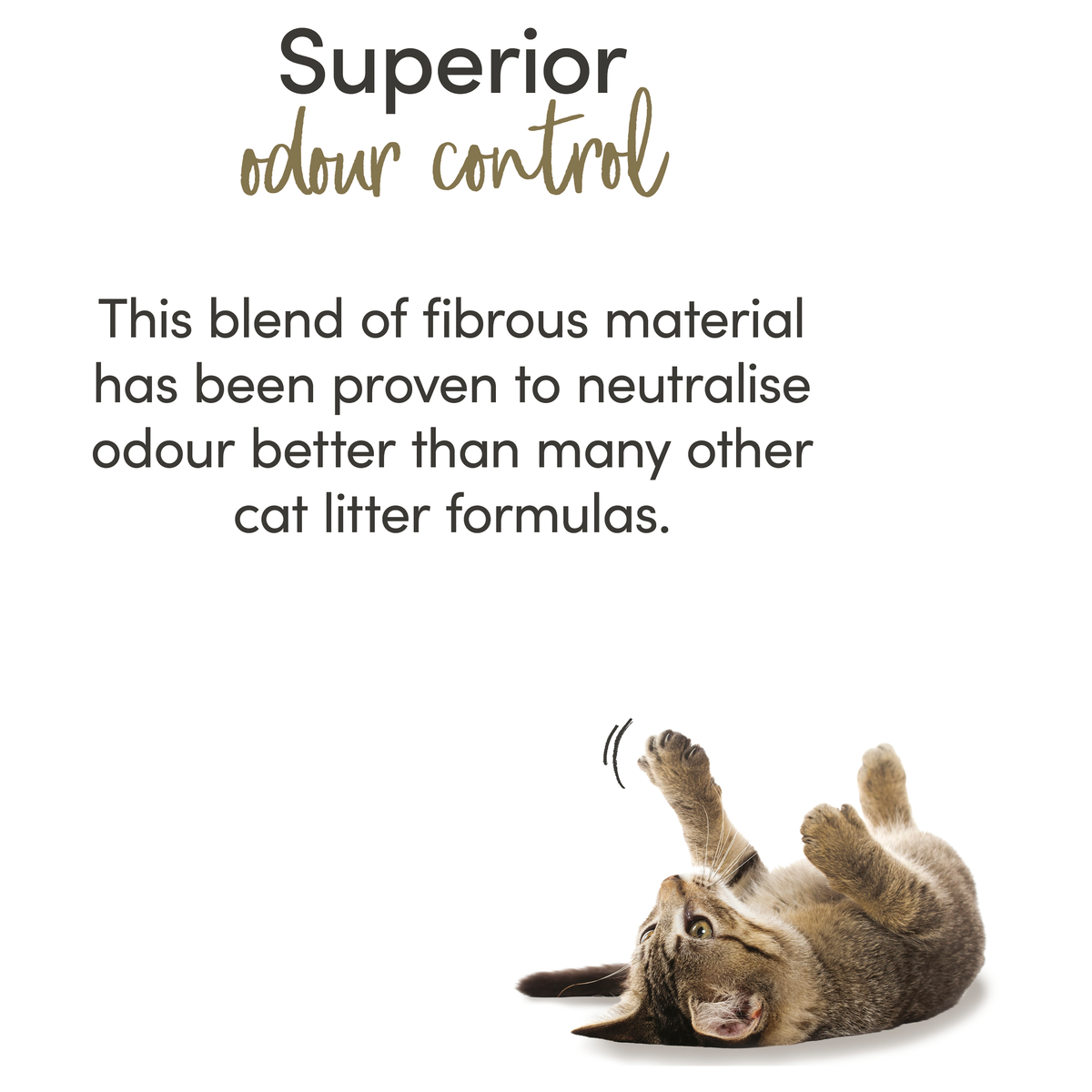 Applaws Nature's Calling panel: superior odour control, with a cat rolling on its back