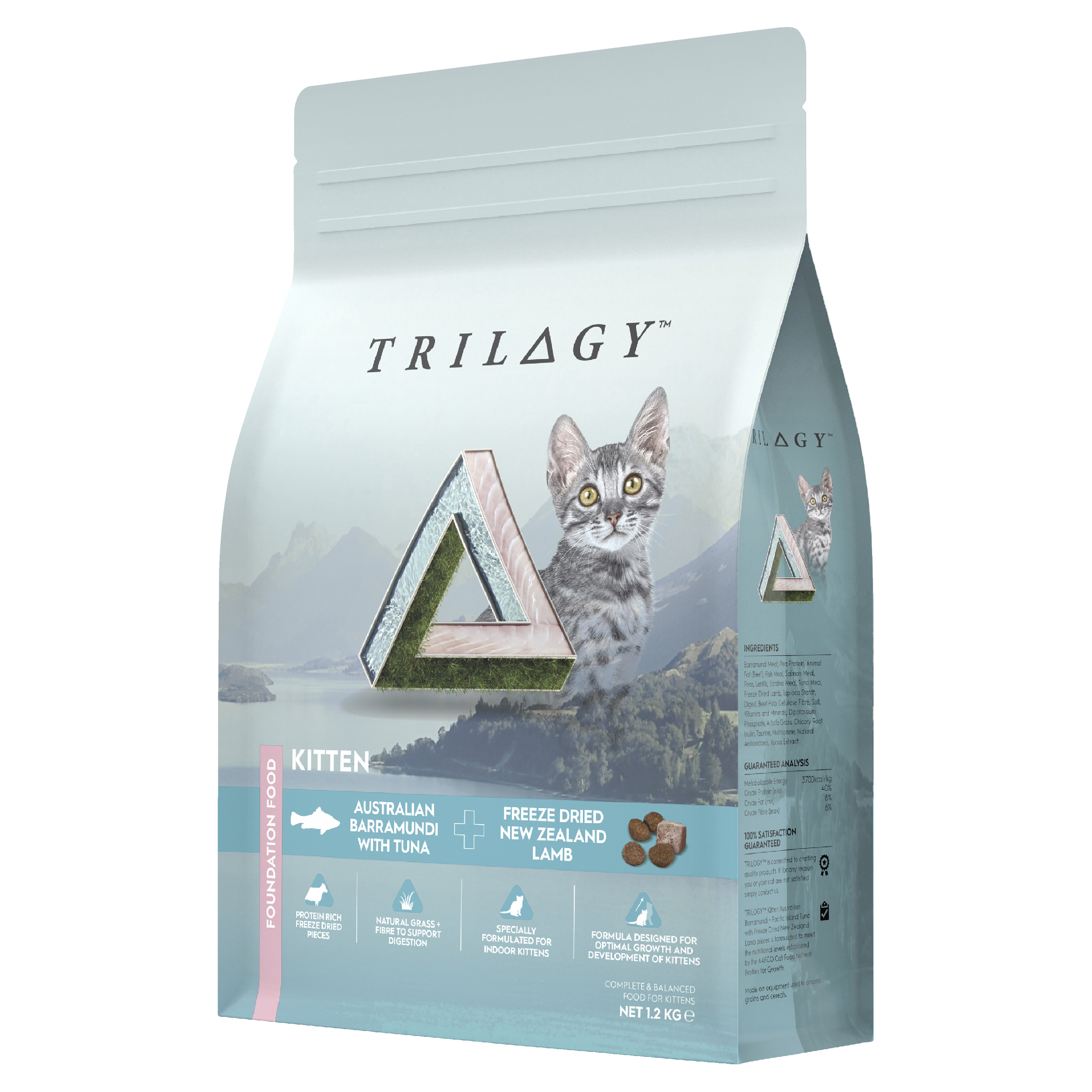 Trilogy Dry Cat Food for Kitten Australian Barramundi with Tuna + Freeze Dried NZ Lamb bag