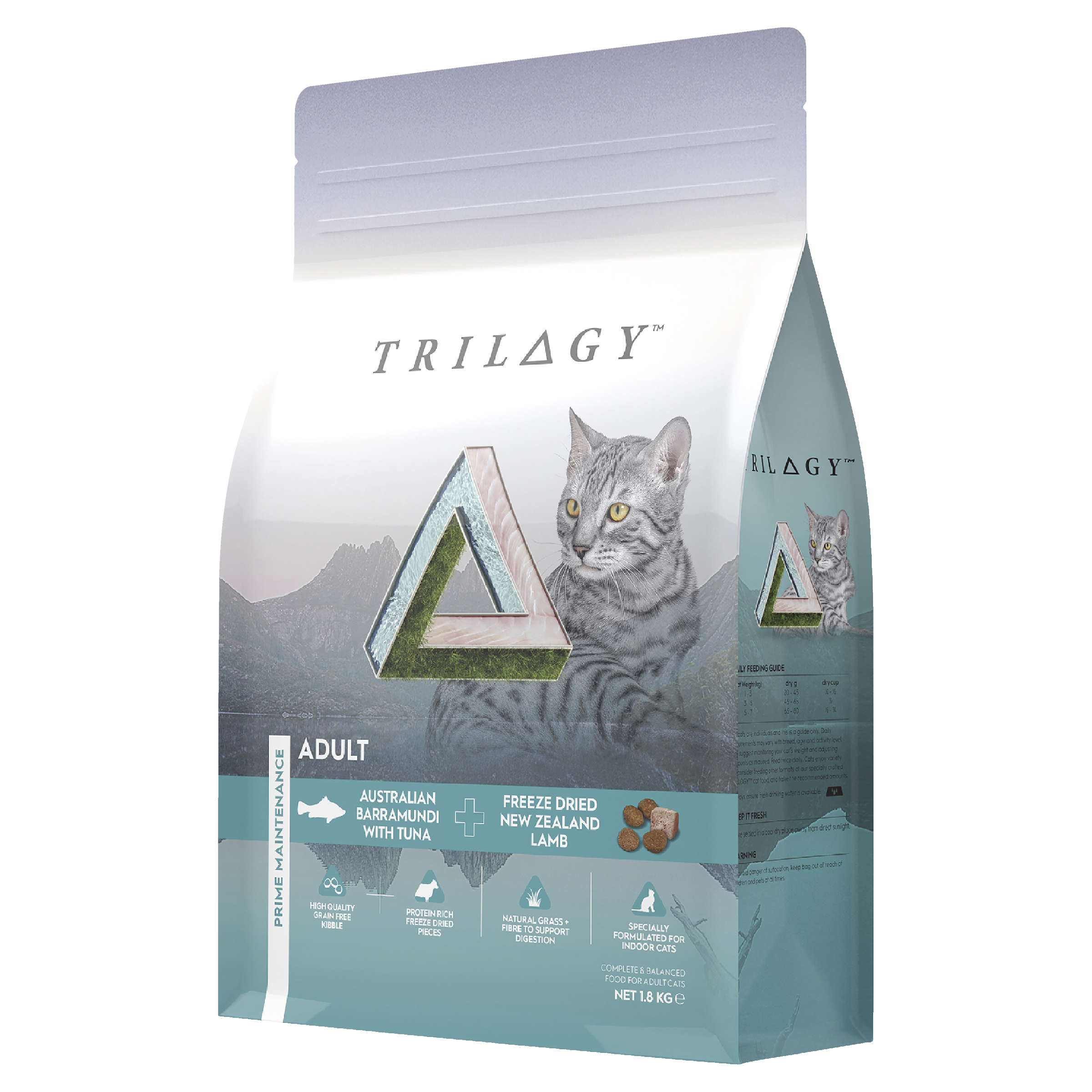 Trilogy Dry Adult Cat Food Australian Barramundi with Tuna + Freeze Dried Lamb bag
