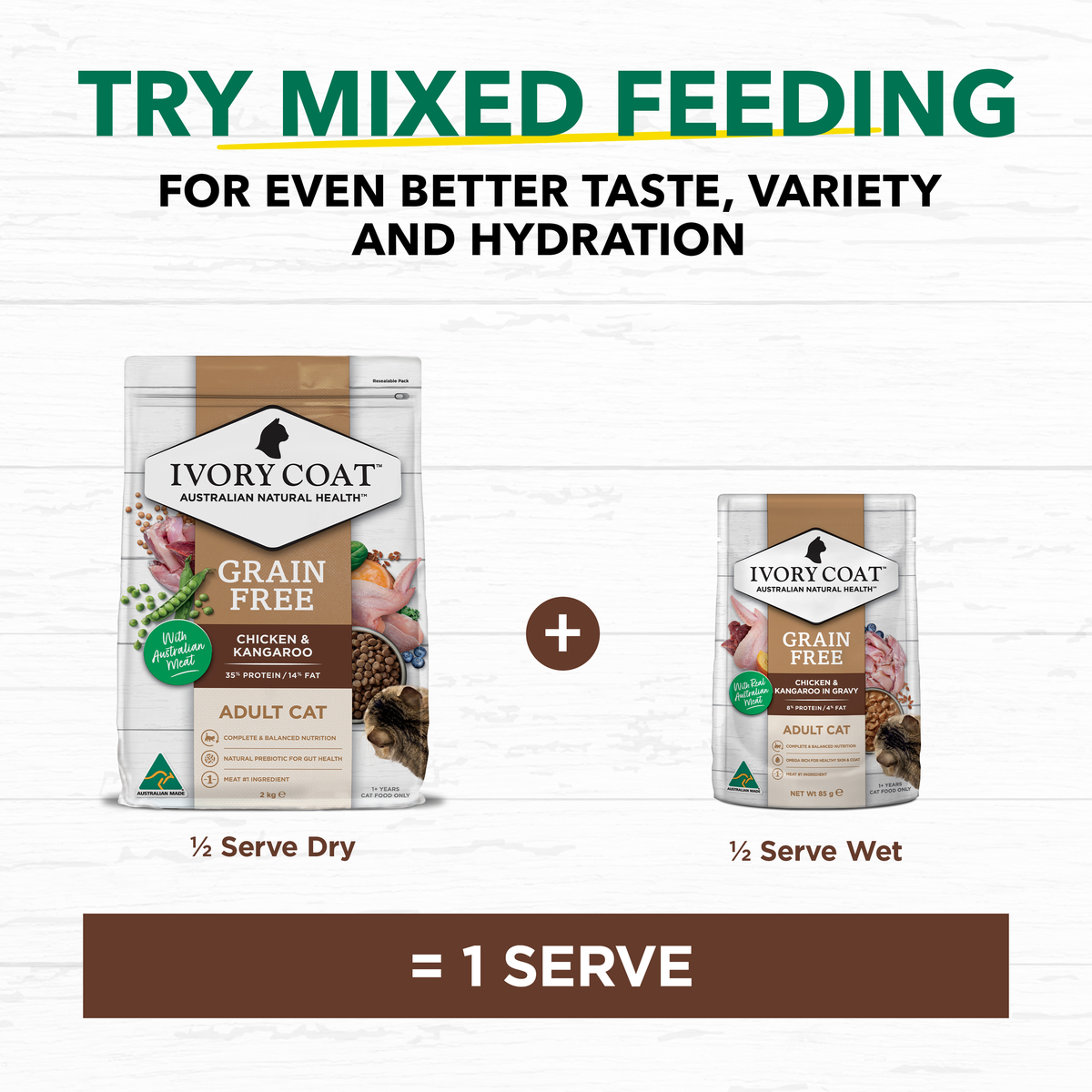 Ivory Coat mixed feeding guide: half dry plus half wet equals one serve