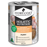 Ivory Coat Holistic Nutrition Chicken and Brown Rice Loaf puppy wet food, 400g can
