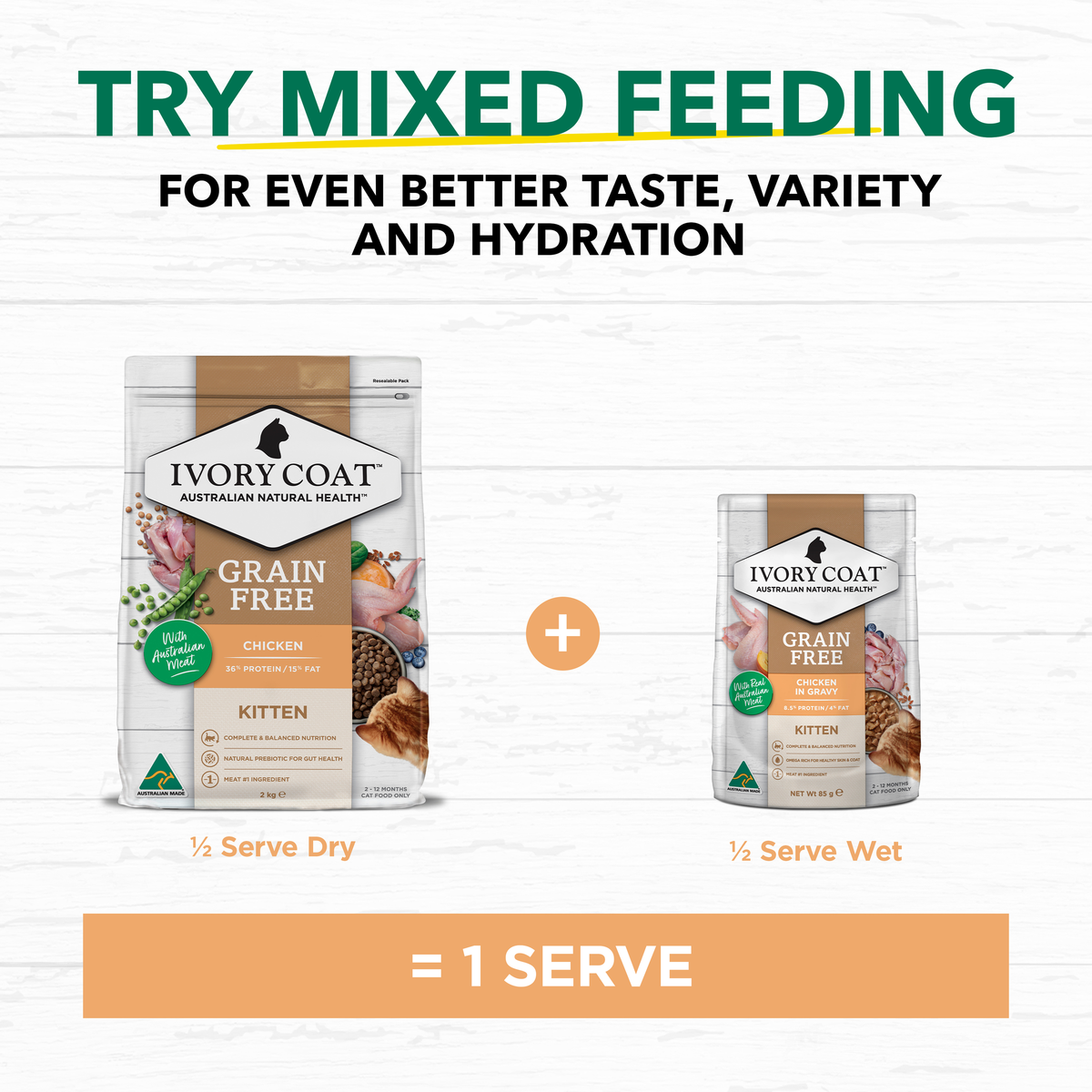 Ivory Coat mixed feeding guide: half dry plus half wet equals one serve